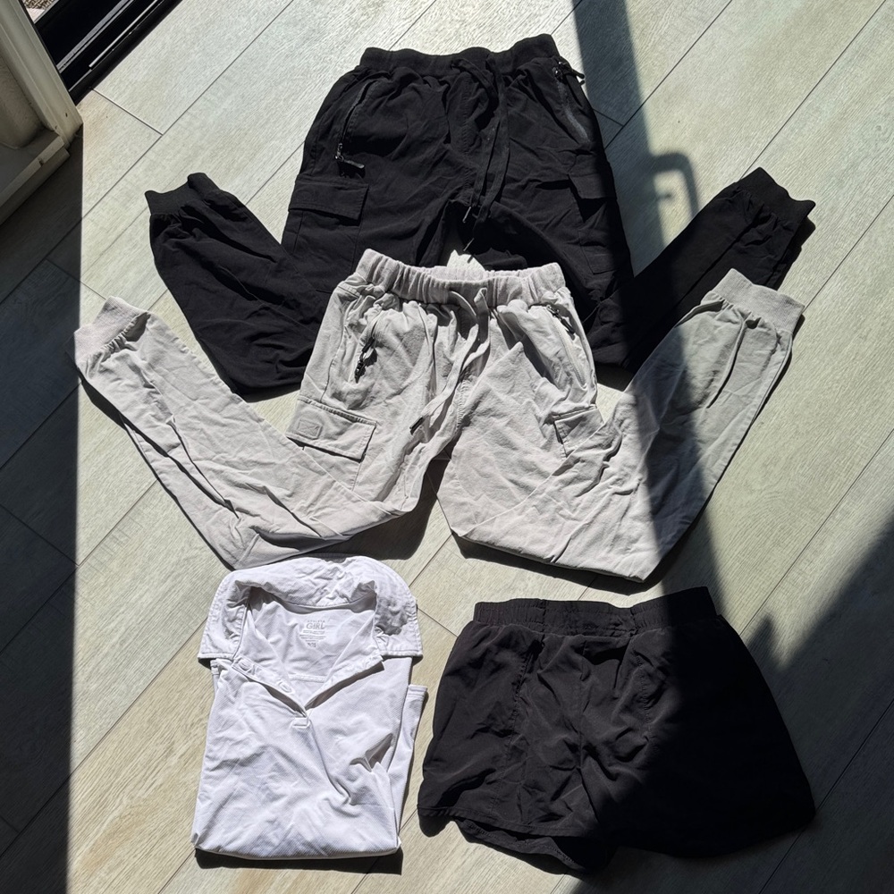 GIRLS BUNDLE FOR 17- Cargo Joggers, Shirt, and Shorts